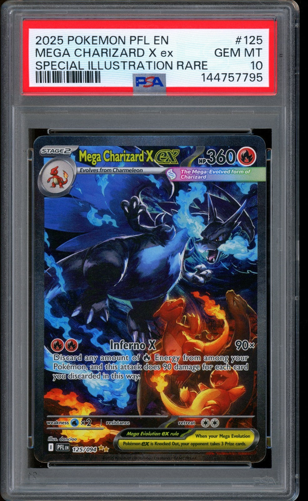 2025 Pokemon Mega Charizard X ex Phantasmal Flames SIR English PFL #125 PSA 10