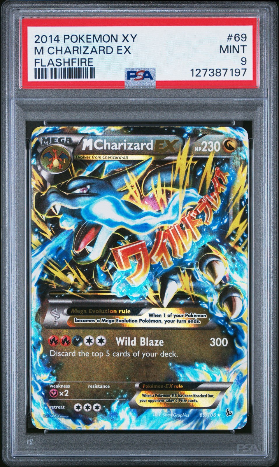 2014 Pokemon M Charizard EX Flashfire Ultra Rare XY Holo #69 PSA 9 MINT